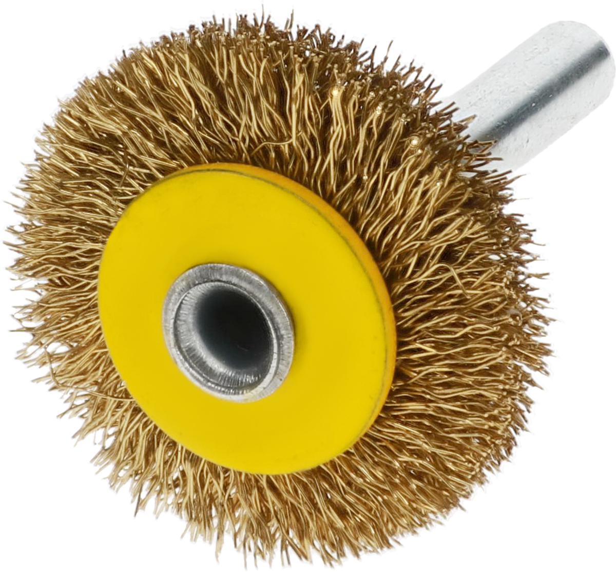 Cirkulärborste Osborn krusad mässingtråd med axeltapp - CIRKULÄRBORSTE SKAFT OSBORN D40/T6X11 0.20 MÄSSINGS TRÅD