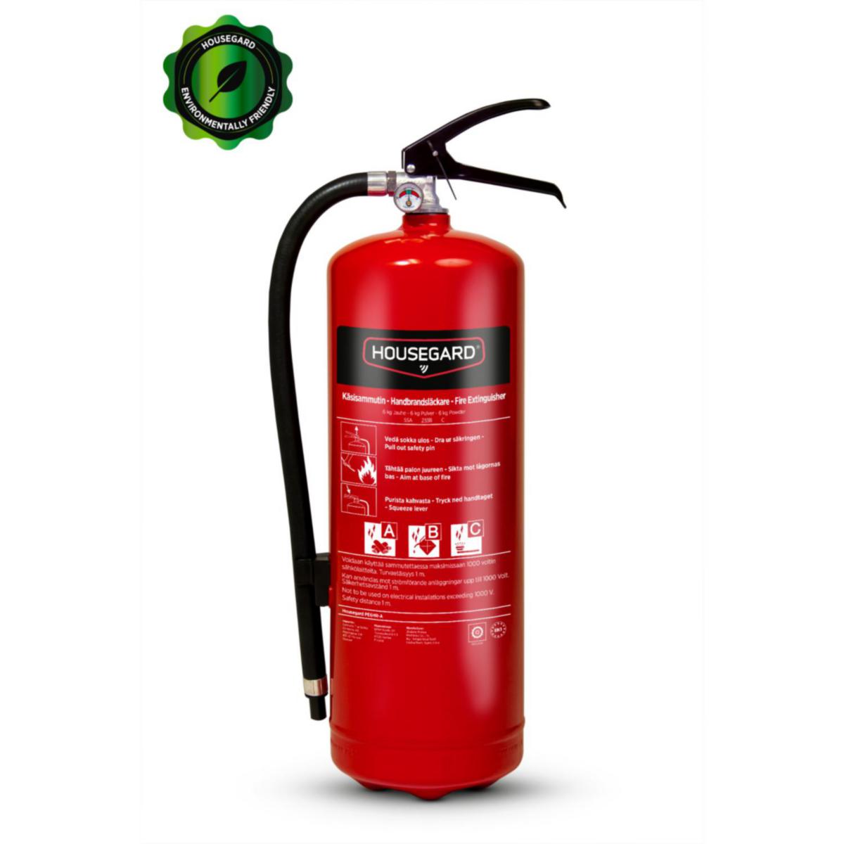 Brandsläckare Housegard pulver 6 kg 55A - PULVERSLÄCKARE 55A 6KG PE6HR-A HOUSEGARD 600170